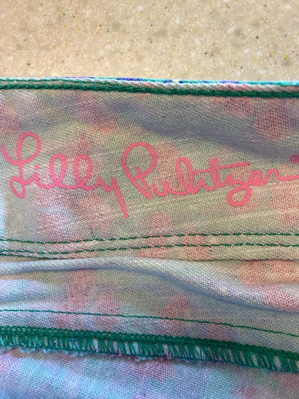 Lilly Pulitzer Green Skinny Jeans with Pink Floral Print - Picture 2 of 15
